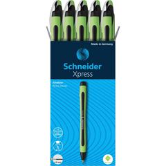 Schneider Xpress Fineliner Pen - Black Ink - Black Rubberized, Green Barrel - Stainless Steel Tip - 10 / Pack