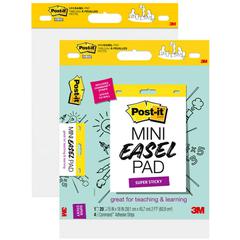 Post-it&reg; Post it Super Sticky Mini Easel Pad - 1 Subject(s) - 20 Sheets - Stapled - Portable, Self-stick, Bleed Resistant, Sturdy Back, Built-in Carry Handle - 2 / Pack