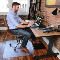 ES ROBBINS Sit or Stand Mat with Lip - Hard Floor36" Width - Lip Size 18" Length x 20" Width - Rectangular - Vinyl, Foam - Clear - 1 Each