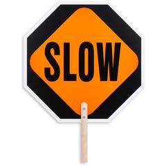 Tatco STOP / SLOW 2-sided Handheld Sign - Print/Message "STOP/SLOW" - 0.2" Width x 18" Height - Double Sided - Weather Proof, Long Lasting, Comfortable Grip, Lightweight, Handheld - Hardboard, Wood - 