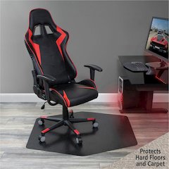ES ROBBINS Game Zone Chair Mat - Medium Pile Carpet, Hard Floor - 46" Length x 42" Width - Hexagon - Vinyl - Black - 1 Each