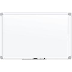 U Brands White Aluminum Framed Magnetic Porcelain Steel Board, 72" X 47" - 72" (6 ft) Width x 47" (4 ft) Height - White Porcelain Steel Surface - White Aluminum Frame - Rectangle - Horizontal/Vertical
