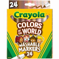 Crayola Colors Of The World Marker - Washable - Deepest Almond, Medium Golden, Light Rose Ink - 24 / Pack