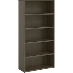 Lorell Prominence 2.0 Bookcase - Rectangle - 69" Height x 34" Width x 12" Depth, 1" Thickness Top - 5 Shelve(s) - 4 Adjustable Shelf(ves) - Material: Particleboard - Finish: Gray Elm - Laminated, Dura