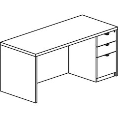 Lorell Prominence 2.0 Right-Pedestal Desk - Rectangle - 29" Height x 72" Width x 36" Depth, 1" Thickness Top - Total Drawer(s): 3 - Single Pedestal on Right Side - Band Edge - Material: Particleboard 