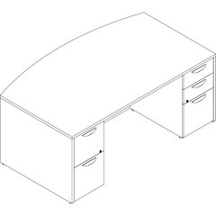 Lorell Prominence 2.0 Bowfront Double-Pedestal Desk - Rectangle - 29" Height x 72" Width x 42" Depth, 1" Thickness Top - Total Drawer(s): 5 - Double Pedestal on Left/Right Side - Band Edge - Material: