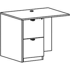 Lorell Prominence 2.0 Left Return - Rectangle - 29" Height x 42" Width x 24" Depth, 1" Thickness Top - Total Drawer(s): 2 - Band Edge - Material: Particleboard - Finish: Gray Elm, Thermofused Melamine