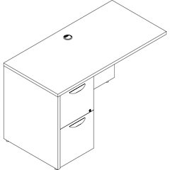 Lorell Prominence 2.0 Left Return - Rectangle - 29" Height x 48" Width x 24" Depth, 1" Thickness Top - Total Drawer(s): 2 - Band Edge - Material: Particleboard - Finish: Gray Elm, Thermofused Melamine