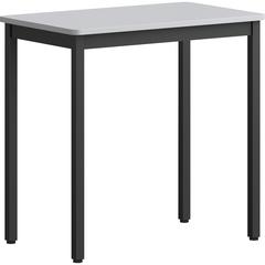 Lorell Utility Table - Gray Rectangle, Laminated Top - Powder Coated Black Base - 500 lb Capacity - 30" Table Top Width x 18.13" Table Top Depth - 30" Height - Assembly Required - Melamine Top Materia