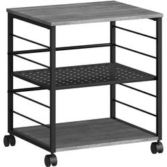 Lorell Deskside Mobile Machine Stand - 200 lb Load Capacity - 26.50" Height x 23.60" Width x 19.60" Depth - Desk - Powder Coated - Metal, Laminate, Polyvinyl Chloride (PVC) - Charcoal, Black