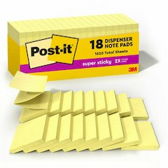 Post-it&reg; Super Sticky Dispenser Notes - Canary Yellow - 3" Flag/Note Width x 3" Flag/Note Length - Square - Canary Yellow - Paper - Pop-up, Recyclable, Adhesive - 1 Pack