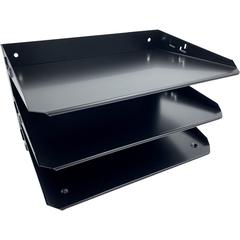 Huron Horizontal Slots Desk Organizer - 3 Compartment(s) - Horizontal - 6" Height x 12" Width x 8.75" Depth - Durable - Black - Steel - 1 Each