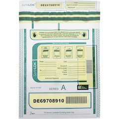 ControlTek SafeLOK Tamper-Evident Deposit Bags - 12" Length x 9" Width - Seal Closure - Clear - Deposit, Cash, Note, Bill - 100 / Pack