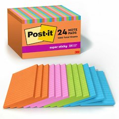 Post-it&reg; Super Sticky Notes - Energy Boost Color Collection - 4" Flag/Note Width x 6" Flag/Note Length - Rectangle - 45 Sheets per Pad - Vital Orange, Tropical Pink, Blue Paradise, Limeade - Stick
