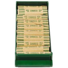 ControlTek Coin Trays for Dimes - Stackable - 10 Coin Compartment(s) - Green - Plastic - 2 / Pack