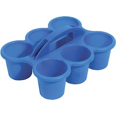 Deflecto Antimicrobial Kids 6 Cup Caddy - 6 Compartment(s) - 5.29" Height x 12.07" Width x 9.55" Depth - Lightweight, Portable, Antimicrobial, Easy to Clean, Handle, Stackable, Mildew Resistant - Blue