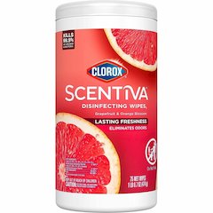 Clorox Scentiva Wipes, Bleach Free Cleaning Wipes - Ready-To-Use - Grapefruit, Orange Blossom Scent - Bleach-free, Disinfectant, Deodorize - White - 75/Tub - 1 Each