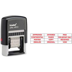 Trodat 12-Message Stamp - Message Stamp - APPROVED, CONFIDENTIAL, COPY, EMAILED, ENTERED, FAXED, FOR DEPOSIT ONLY, ORIGINAL, PAID, POSTED, RECEIVED, ... - 0.38" Impression Width x 1.25" Impression Len