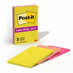 Post-it&reg; Super Sticky Multi-Pack Notes - Summer Joy Color Collection - 4" Flag/Note Width x 6" Flag/Note Length - Rectangle - 90 Sheets per Pad - Citron, Papaya Fizz, Power Pink, Washed Denim, Fre