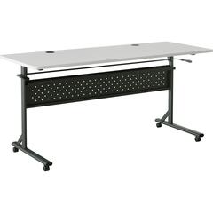 Lorell Shift 2.0 Flip and Nesting Mobile Table - Laminated Rectangle Top - 198 lb Capacity - 60" Table Top Length x 24" Table Top Width x 1" Table Top Thickness - 29.50" Height - Assembly Required - G