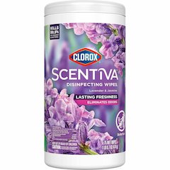 Clorox Scentiva Bleach-Free Cleaning Wipes - Lavender & Jasmine Scent - Bleach-free, Disinfectant, Long Lasting, Deodorize, Odor Neutralizer - White - 75 Tub - 1 Each