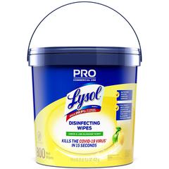 Lysol Disinfecting Wipe Bucket w/Wipes - Lemon & Lime Blossom Scent - 8" Length x 6" Width - White - 800 / Each