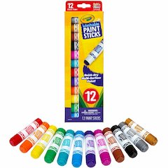 Crayola Project Quick-Dry Paint Sticks - Stick - 12 Color(s) - Assorted - 0.28 fl oz - Washable - 12 / Pack