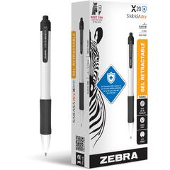 Zebra SARASA dry X20+ Gel Retractable RDI - Retractable - Black Ink - Gel-based - White Plastic Barrel - Writing, Document, Classroom, Home, Office - 1 Dozen