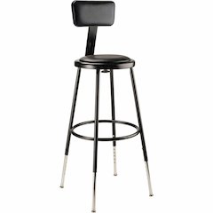 National Public Seating 6400 Series Heavy-Duty Padded Stools - Black Seat Color - Vinyl, Medium Density Fiber (MDF) Seat Material - Black Frame Color - Steel Frame Material - Four-legged Base - Black 