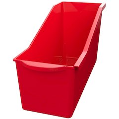 Deflecto Antimicrobial Kids Book Bin - 7.35" Height x 14.20" Width x 5.34" Depth - Antimicrobial, Lightweight, Portable, Mold Resistant, Mildew Resistant, Stackable, Handle - Red - Polypropylene - 1 E