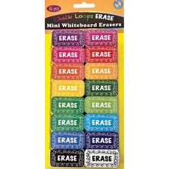 Non-Magnetic Mini Whiteboard Erasers, Chalk Loops, Pack of 16