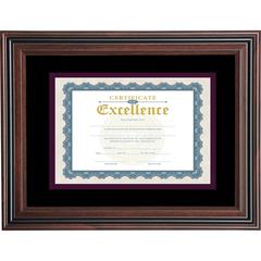 Advantus Double Matted Certificate Frame - 11" x 14" Frame Size - Vertical, Horizontal - Double Mat, Dust Resistant, Debris Resistant - Rosewood - 1 Each