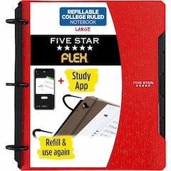 Mead Five Star Flex Hybrid NoteBinder - 1" Binder Capacity - 200 Sheet Capacity - Pocket: 2 - 5 Divider - Plastic - Multi-colored - TechLock Ring, Durable, Foldable - 1 Each
