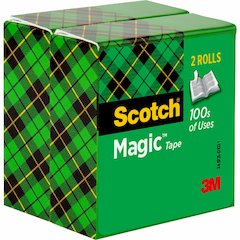 Scotch Magic Tape - 72 yd Length x 0.75" Width - 3" Core - Clear - Split Resistant, Tear Resistant - For Paper, Mending, Document - 2/Pack - 6 / Bundle