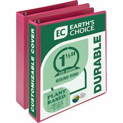 Samsill Earth's Choice Plant-based View Binders - 1 1/2" Binder Capacity - Letter - 8 1/2" x 11" Sheet Size - 3 Ring - Fastener: Round Ring - Chipboard, Polypropylene, Plastic - Berry - Recycled - Bio