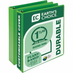 Samsill Earth's Choice Plant-based View Binders - 1 1/2" Binder Capacity - Letter - 8 1/2" x 11" Sheet Size - 3 Ring - Fastener: Round Ring - Chipboard, Polypropylene, Plastic - Lime - Recycled - Bio-