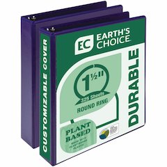 Samsill Earth's Choice Plant-based View Binders - 1 1/2" Binder Capacity - Letter - 8 1/2" x 11" Sheet Size - 3 Ring - Fastener: Round Ring - Chipboard, Polypropylene, Plastic - Purple - Recycled - Bi
