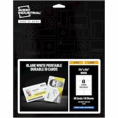 Avery&reg; ID Card - Rectangular Shape - Double Sided - Durable, Hand Writable, Printable, Water Proof, Chemical Resistant, Abrasion Resistant, Tear Resistant, UV Resistant - Industrial, Conference, B