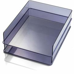 Officemate 21040 Paper Tray, Stackable, Letter Tray, Recycled , Gray, 2PK - 2 Compartment(s) - 2.80" Height x 12.80" Width x 10.20" Depth - Desktop - Stackable - Translucent Gray - Plastic - 2 / Set -