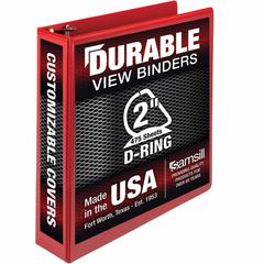 Samsill Durable Three-Ring View Binder - 2" Binder Capacity - 475 Sheet Capacity - 3 Ring - Fastener: D-Ring - Pocket: 2, Internal - Polypropylene, Chipboard - Red - Recycled - Durable, PVC-free, Ink-