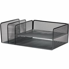 Lorell 4-Tier File Organizer - 4 Tier(s) - Horizontal/VerticalDesktop - Black - Steel Mesh - 1 Each