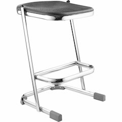 National Public Seating 6600 Series Elephant Z-Stool - Black Seat Color - Polypropylene Seat Material - Chrome Frame Color - Steel Frame Material - Sled, U-Style Base - Thermoplastic Polyurethane (TPU