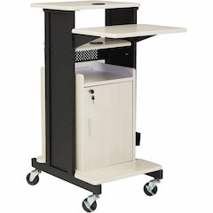 National Public Seating OklahomaSound PRC250 Presentation Cart - 6 Shelf - 4 Casters - 3" Caster Size - 18" Width x 30" Depth x 40.50" Height - Black Steel Frame - Ivory, Black - 1 Each