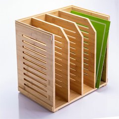 Officemate Bamboo Magazine File - 4 Compartment(s) - Horizontal/Vertical - 5.28" Height x 14.09" Width x 8.62" Depth - Stackable - Durable, Stackable - Natural - Bamboo - 1 Each