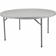 National Public Seating Fold-in-Half Tables - Speckled Gray Round Top - Four Leg Base - 4 Legs - 700 lb Capacity - 2" Table Top Thickness x 48" Table Top Diameter - 29.20" Height - Industry, Indoor, O