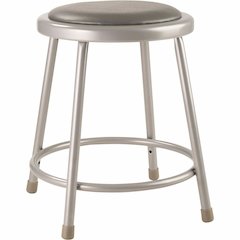 National Public Seating 6400 Series Heavy-Duty Padded Stools - Gray Seat Color - Vinyl, Medium Density Fiber (MDF) Seat Material - Gray Frame Color - Steel Frame Material - Four-legged Base - Gray - P