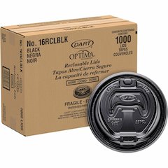 Dart Black Plastic Reclosable Lids - Round - Plastic - Black - 100/Bag - 1000 / Carton