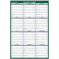 At-A-Glance Vertical Reversible Erasable Wall Calendar - Large - Julian Dates - Yearly - 12 Month - January 2026 to December 2026 - 24" x 36" Sheet Size - White Sheet - Blue, Gray - Laminate - 1 Each