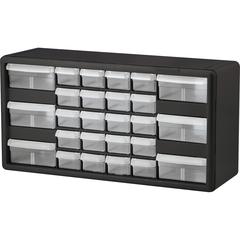 Akro-Mils 26-Drawer Plastic Storage Cabinet - 26 Compartment(s) - 10.34" Height x 20" Width x 6.37" Depth - Unbreakable, Stackable, Finger Grip - Black - Polymer, Plastic - 1 Each