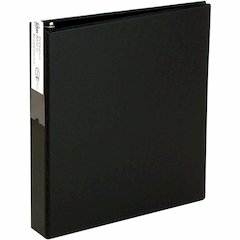 Avery&reg; Economy Binder - 3" Binder Capacity - Letter - 8 1/2" x 11" Sheet Size - 460 Sheet Capacity - 3 Ring - Fastener: Round Ring - Pocket: 2, Internal - Vinyl - Black - 1.75 lb - Recycled - Labe